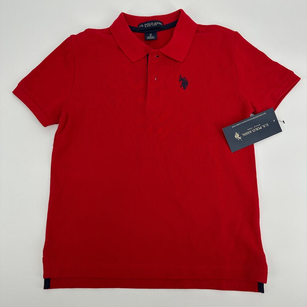 U.S. Polo Assn. Boys Embroidered Logo Red Short Sleeve Polo Shirt New Medium 8